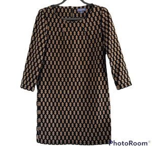 Vivienne Tam Women’s Brown and Black Link Pattern Midi Career Dress Size 4